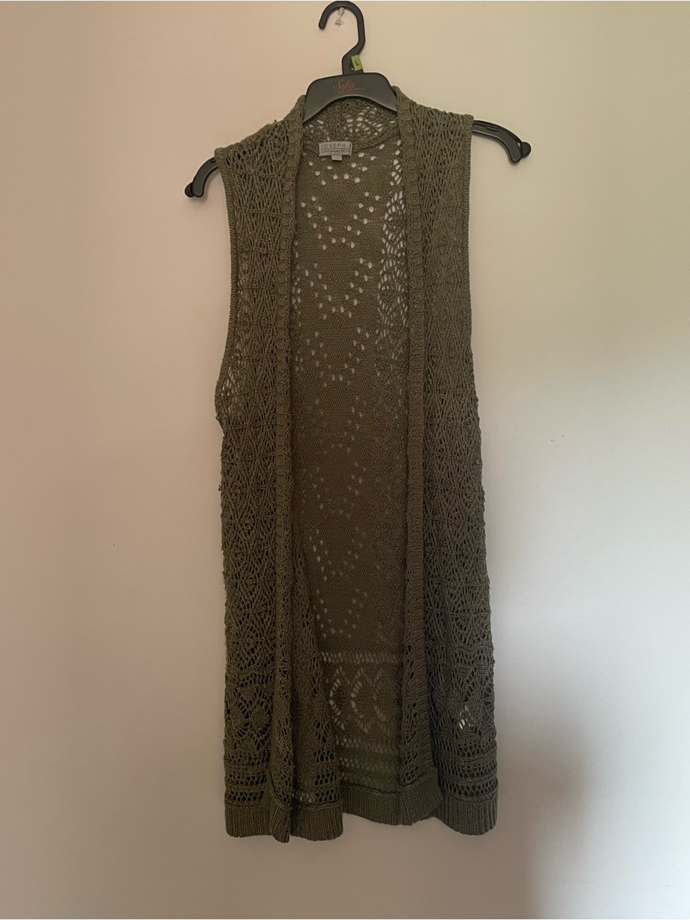 Joseph A Openwork Knit Vest in Olive